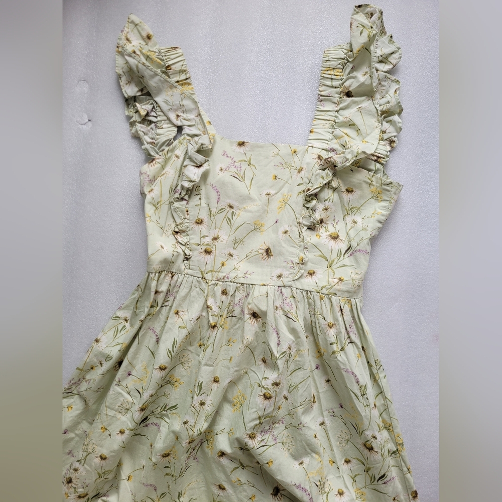 H&M Meadow Wildflowers Cottagecore Floral Dress Blogger Favorite Light Green S - Picture 7 of 16